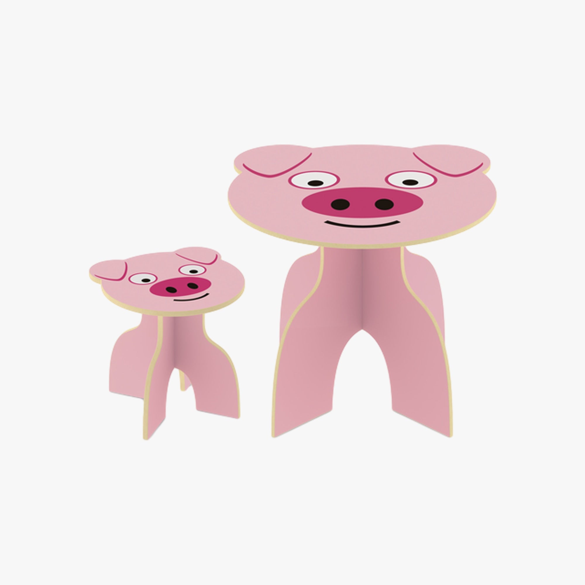 Conjunto Infantil Mesa com Banco Animalkids Porquinho