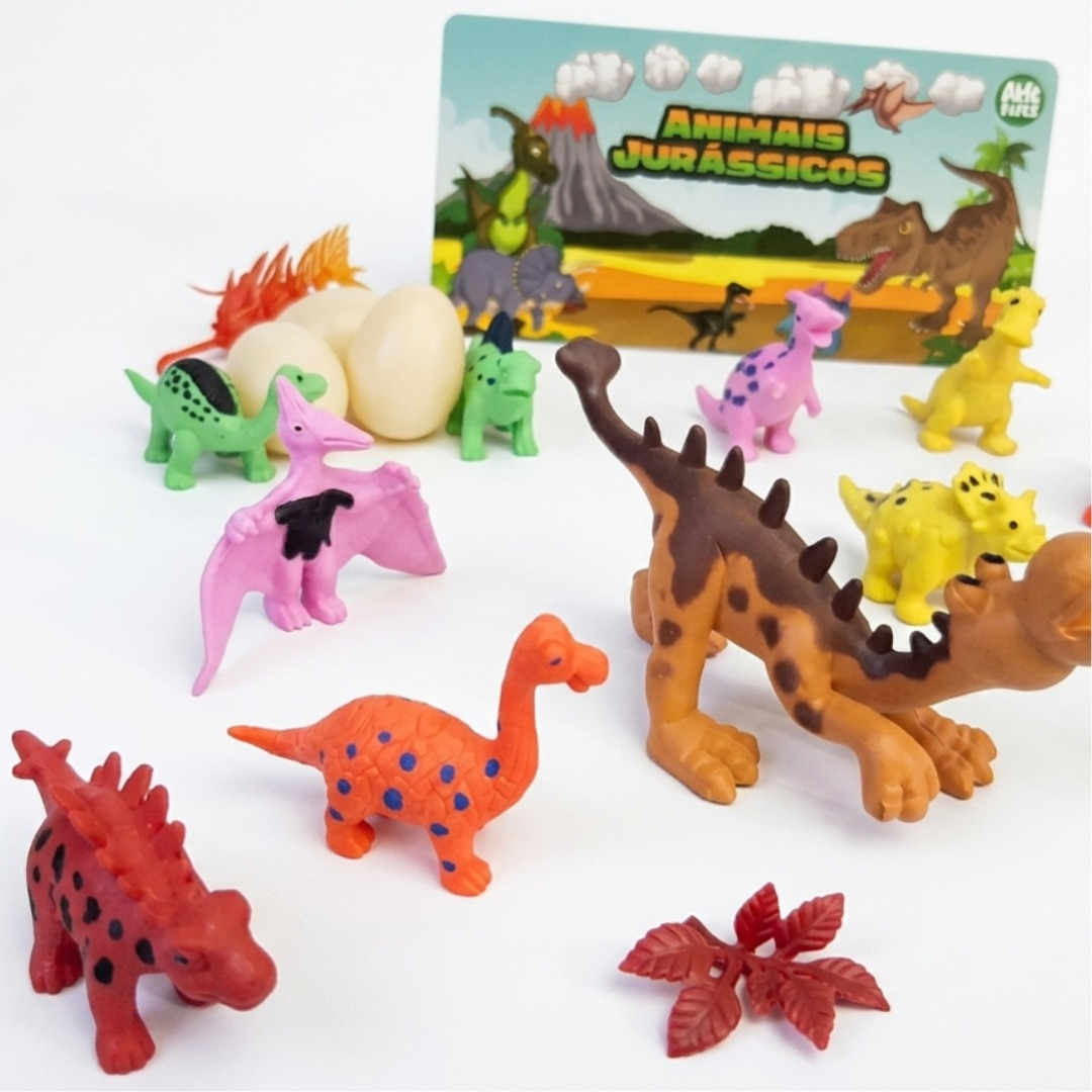 Kit Dinossauros Animais Jurássicos 18 Peças