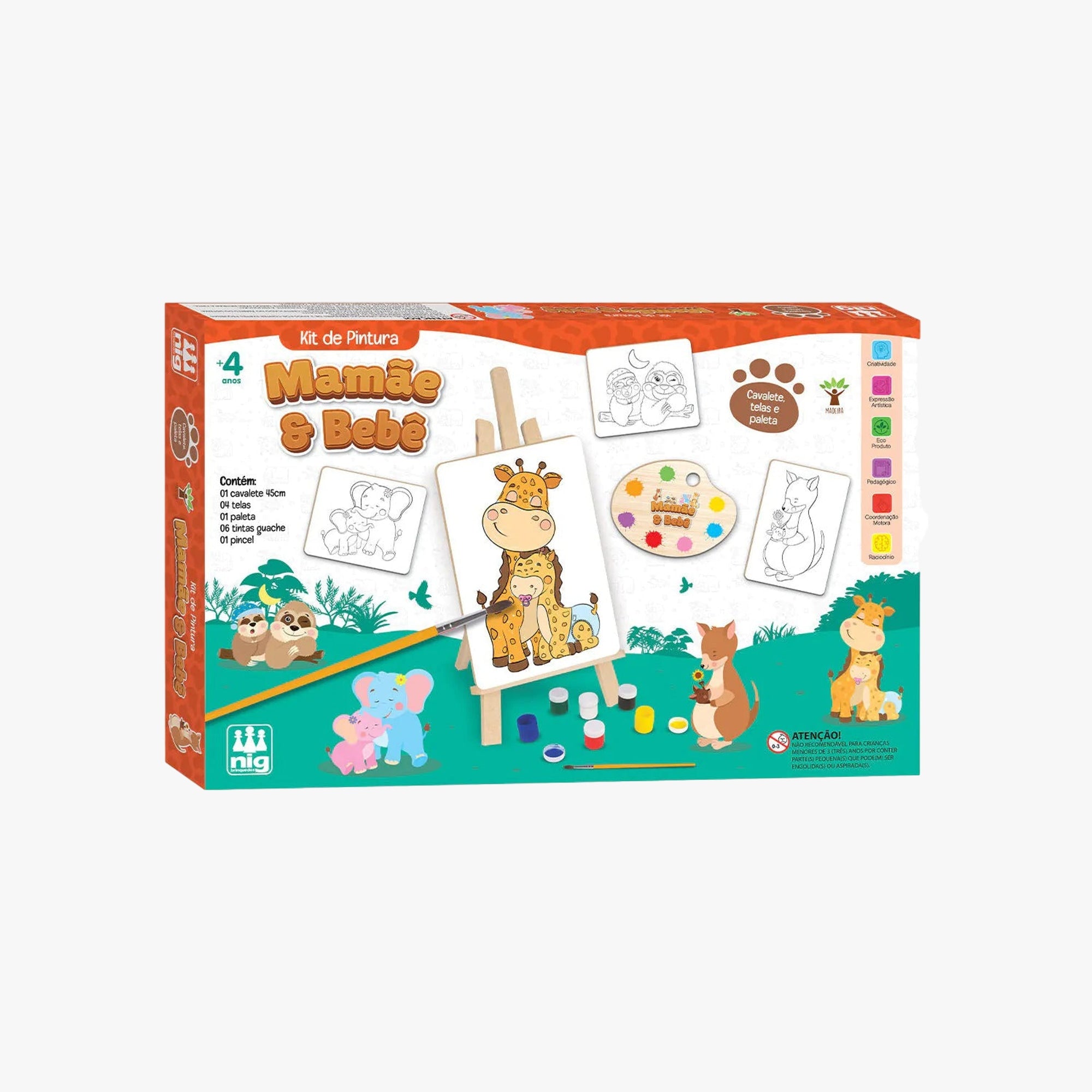 Kit Pintura Mamãe e Bebê com Cavalete