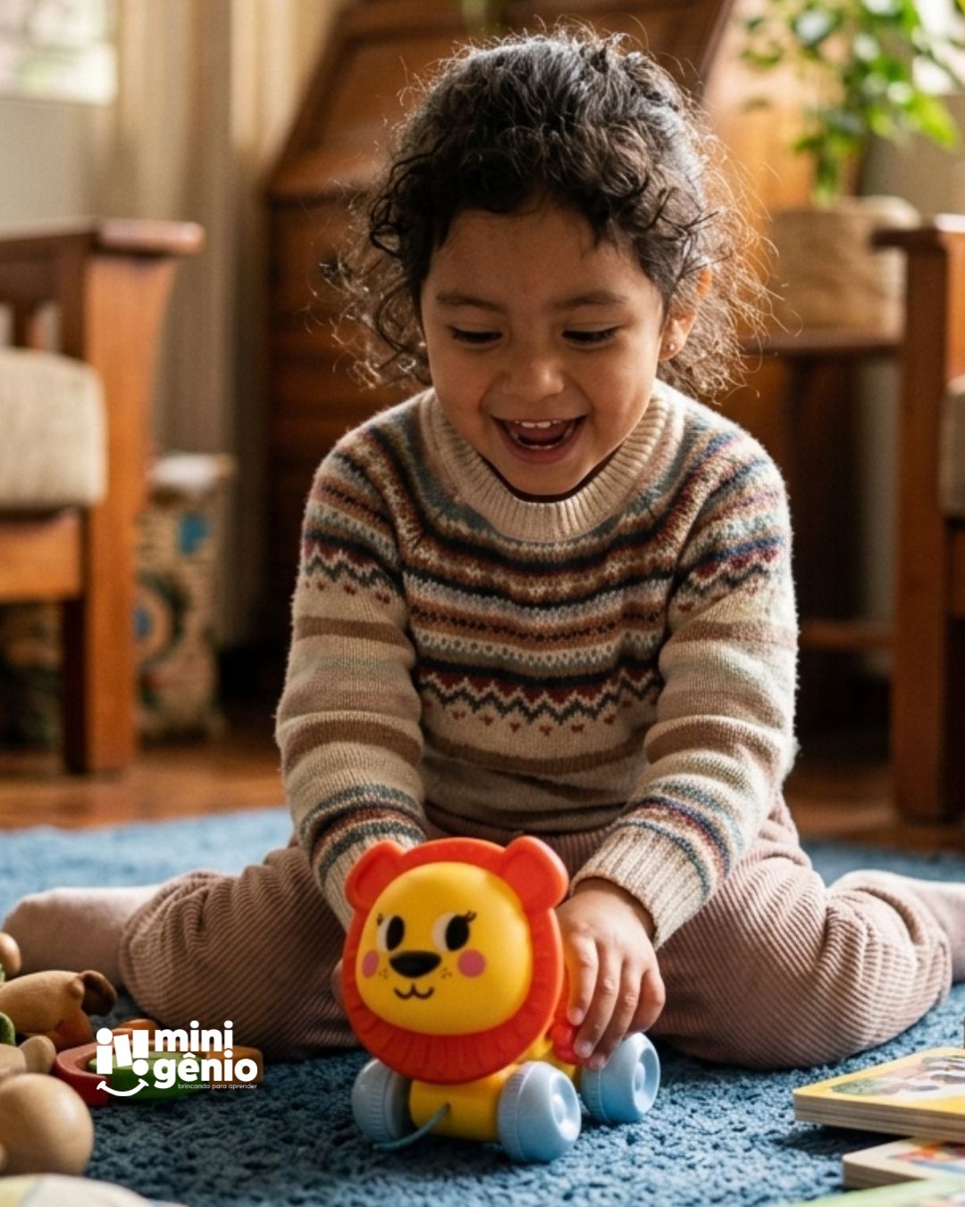 Brinquedo Infantil Puxe e Emburre Leão