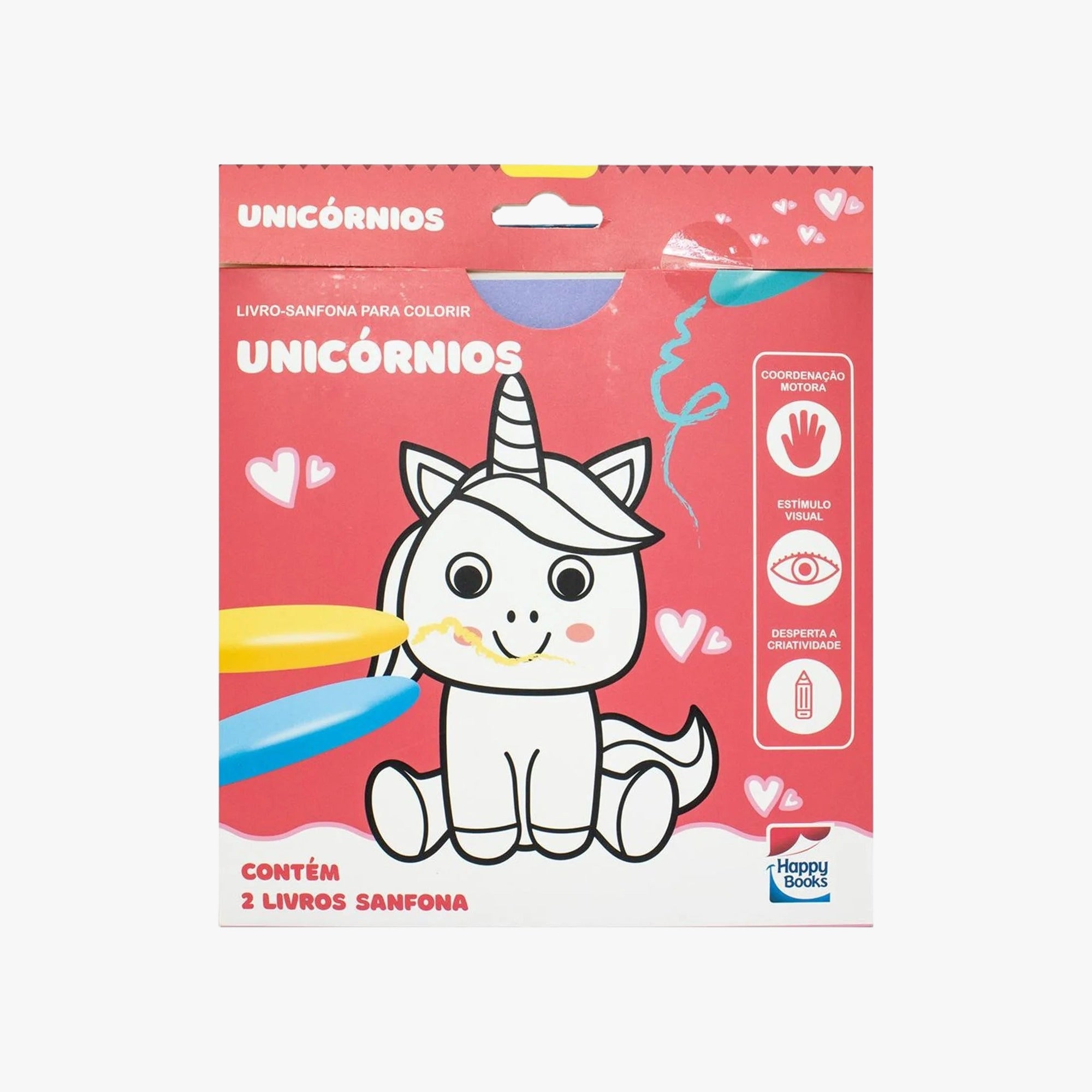 Livro-Sanfona Para Colorir Unicórnios