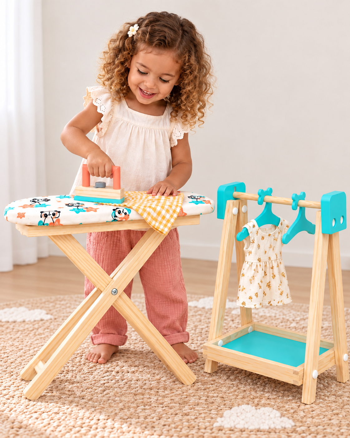 Brinquedo Passadeira Infantil com Ferro e Cabideiro