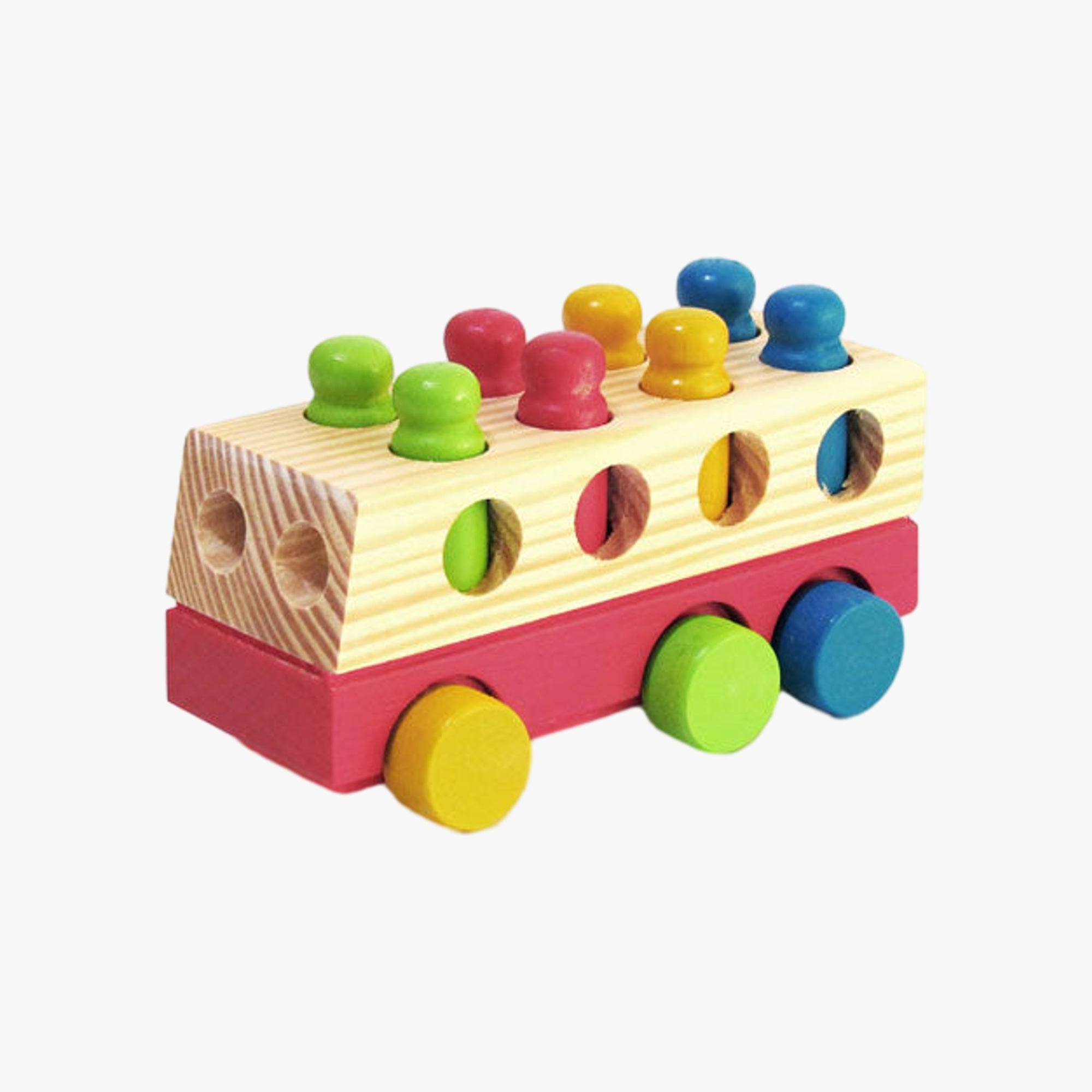 Ônibus Com Pinos em Madeira Wood Toys