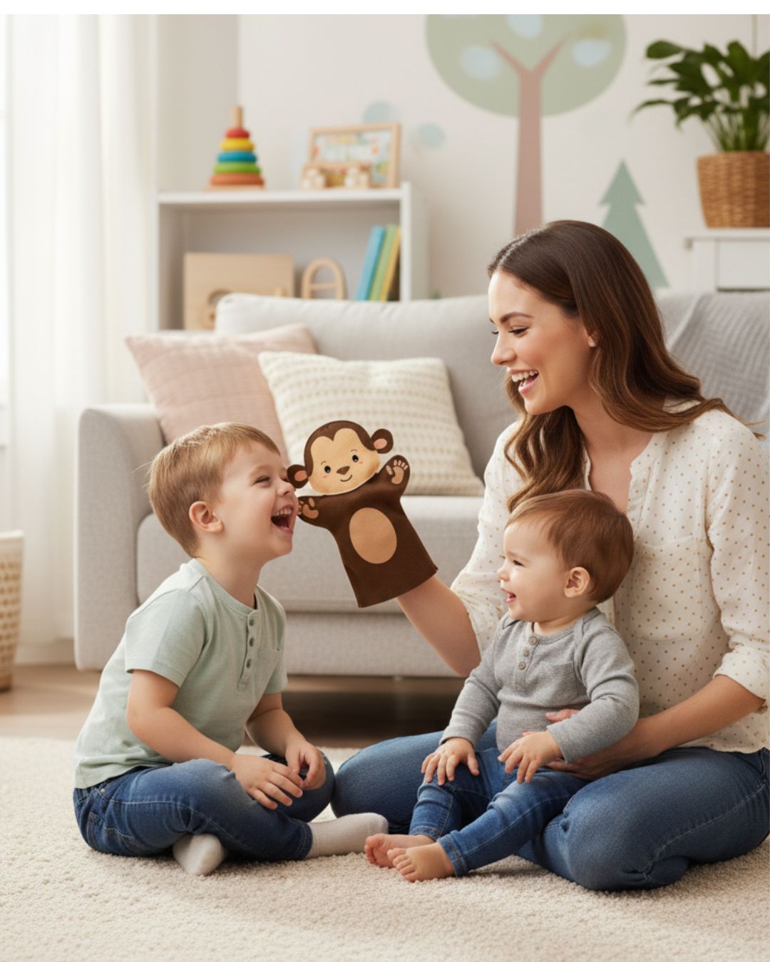 Fantoche de Mão Macaco - Brinquedo Infantil Educativo