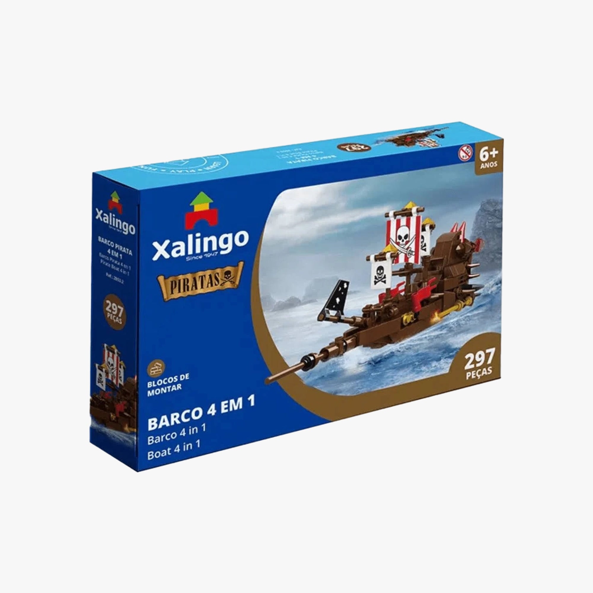 Barco Blocos de Montar Piratas 4 em 1  com 297 Peças