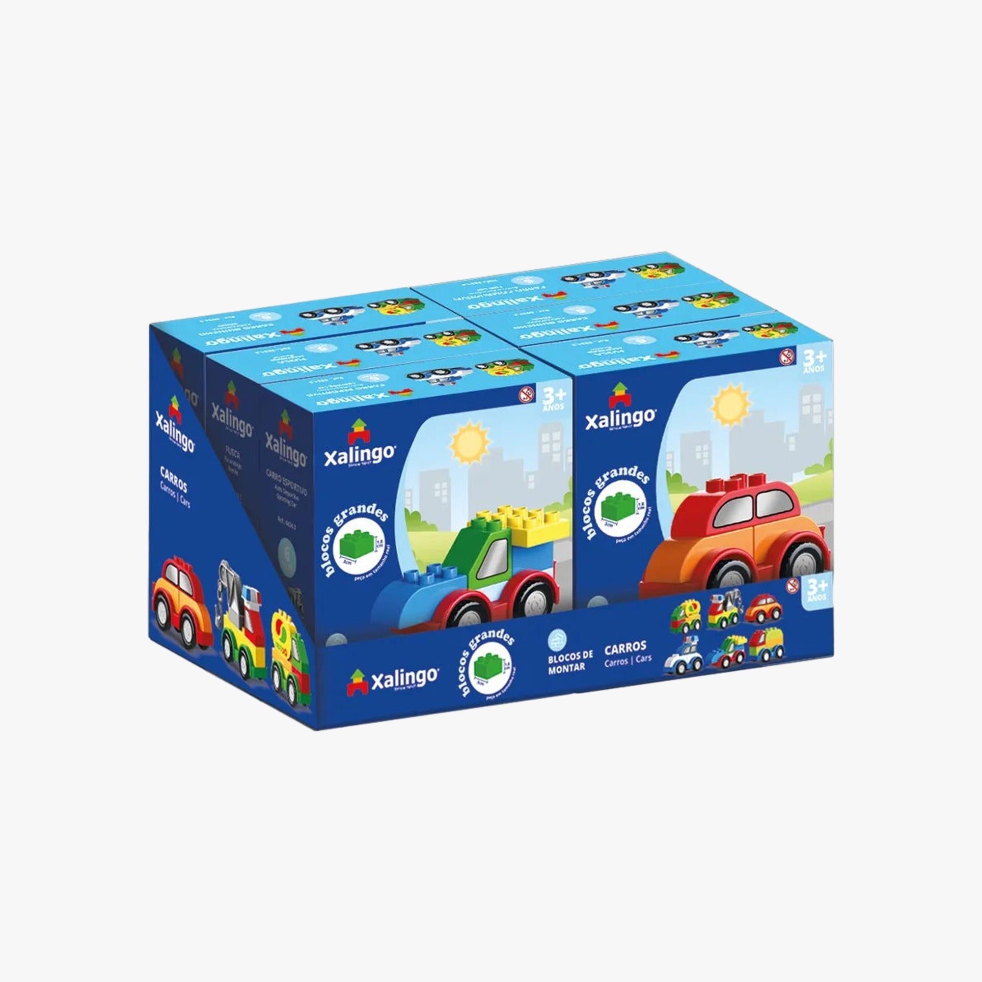 Brinquedo Infantil Bloco Grande de Montar Carros Sortido