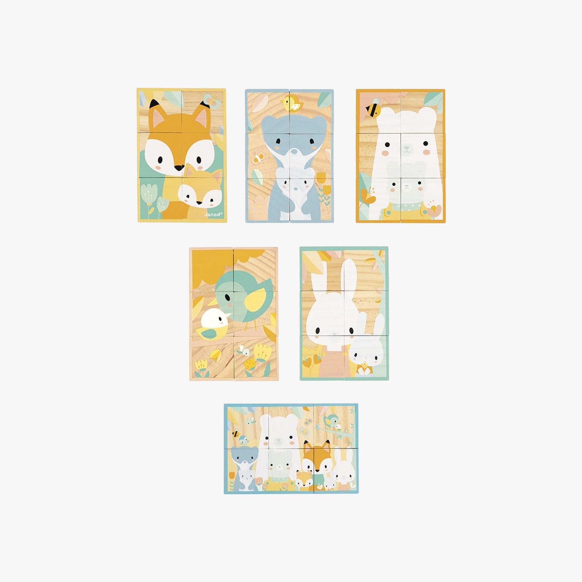 Quebra-Cabeça Cubos de Madeira Animais