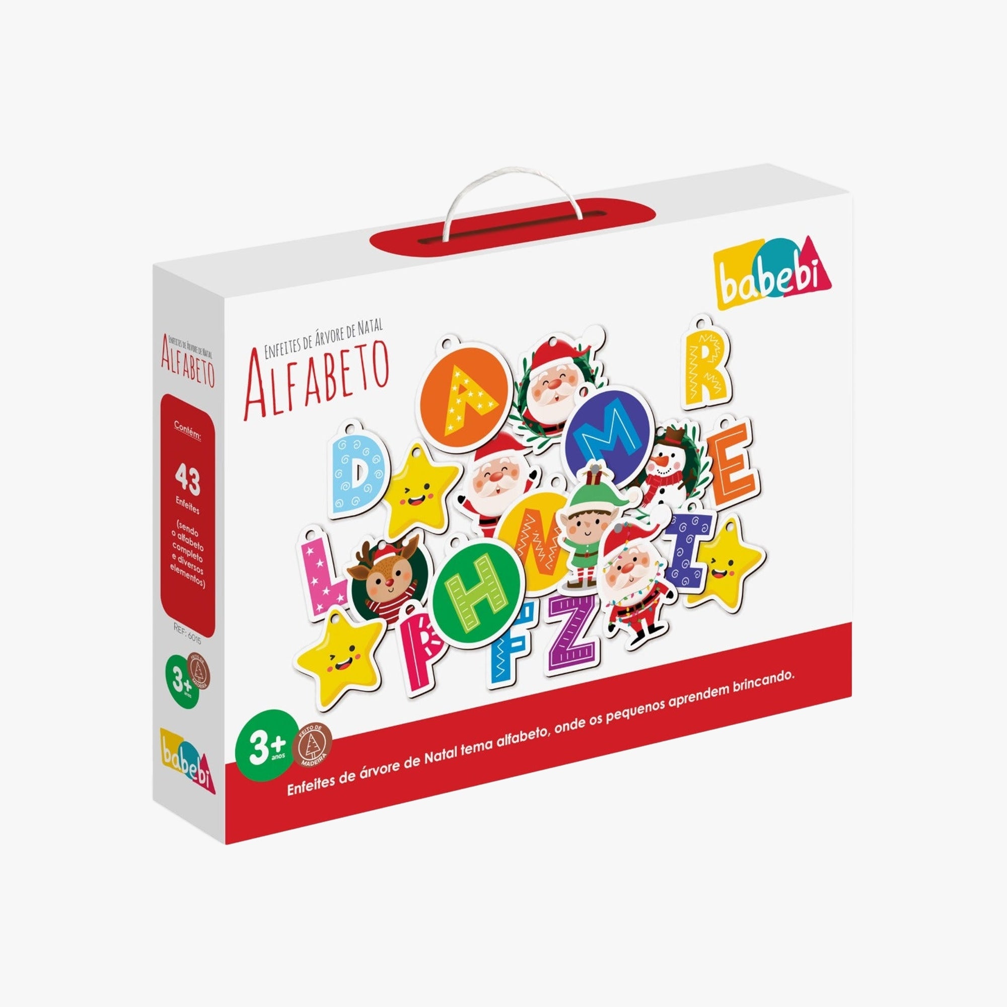 Brinquedo Didático Enfeites de Árvore de Natal Alfabeto Babebi