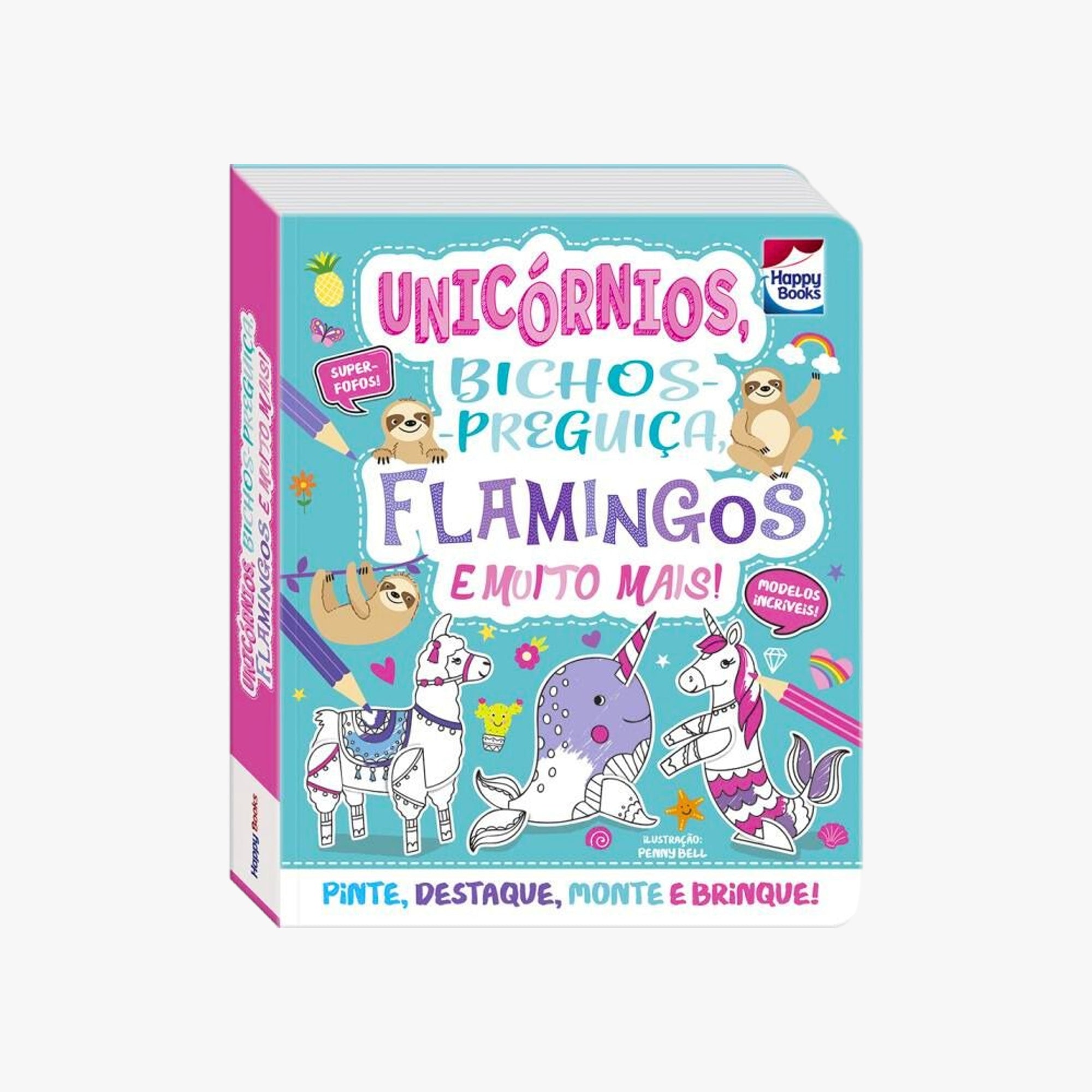 Colorir e montar Unicórnios, bichos-preguiça, flamingos