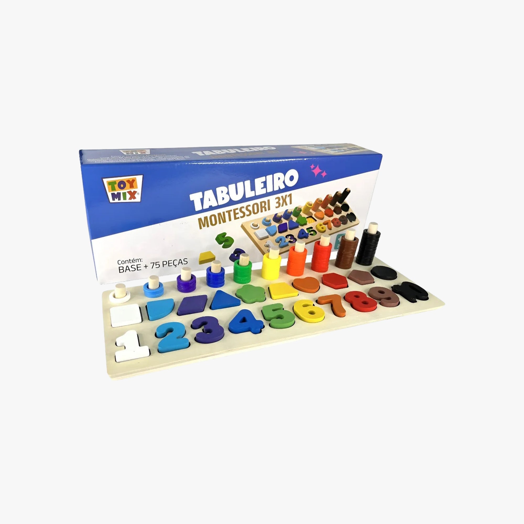 Tabuleiro Atividades Encaixe Montessori 3x1 Números