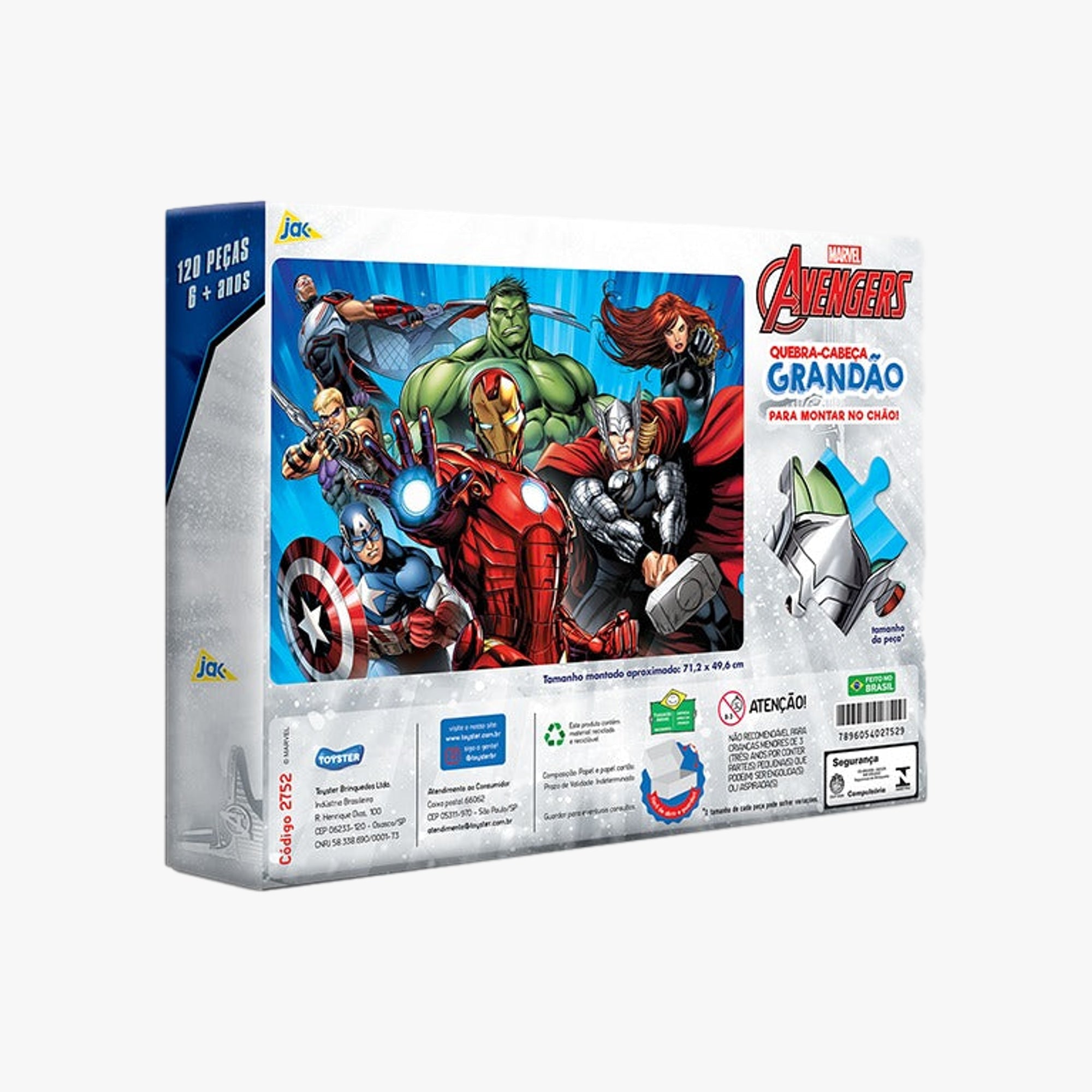 Quebra-Cabeça Gigante Vingadores Marvel 120 Peças Toyster