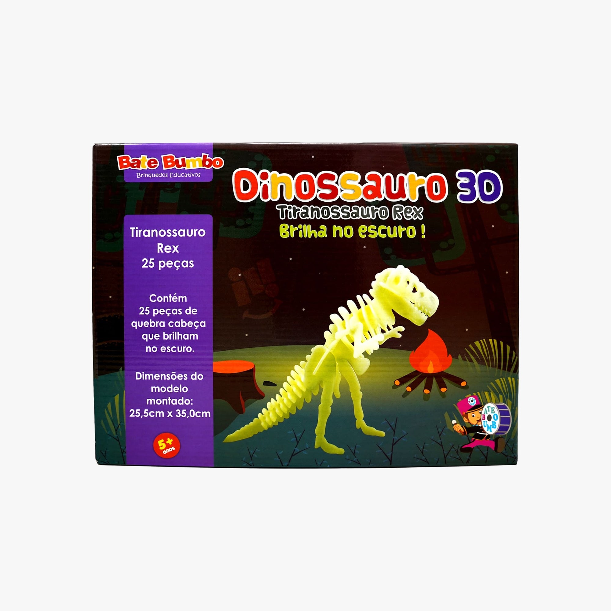 Quebra-Cabeça Dinossauro 3D Tiranossauro Rex Brilha no Escuro