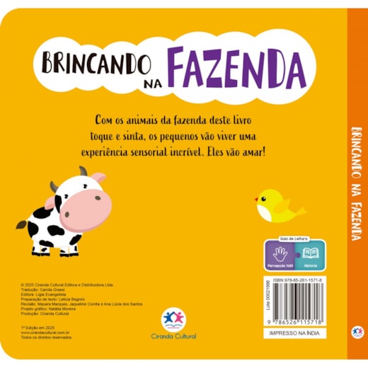 Livro Toque e sinta Brincando na Fazenda