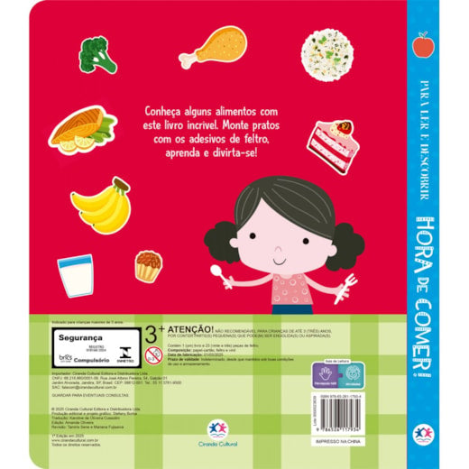 Livro Hora de comer! - Com adesivos em feltro