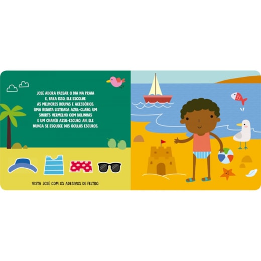 Livro Hora de se vestir! - Com adesivos em feltro