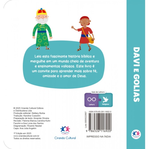 Livro Almofadado Pequeno - Davi e Golias