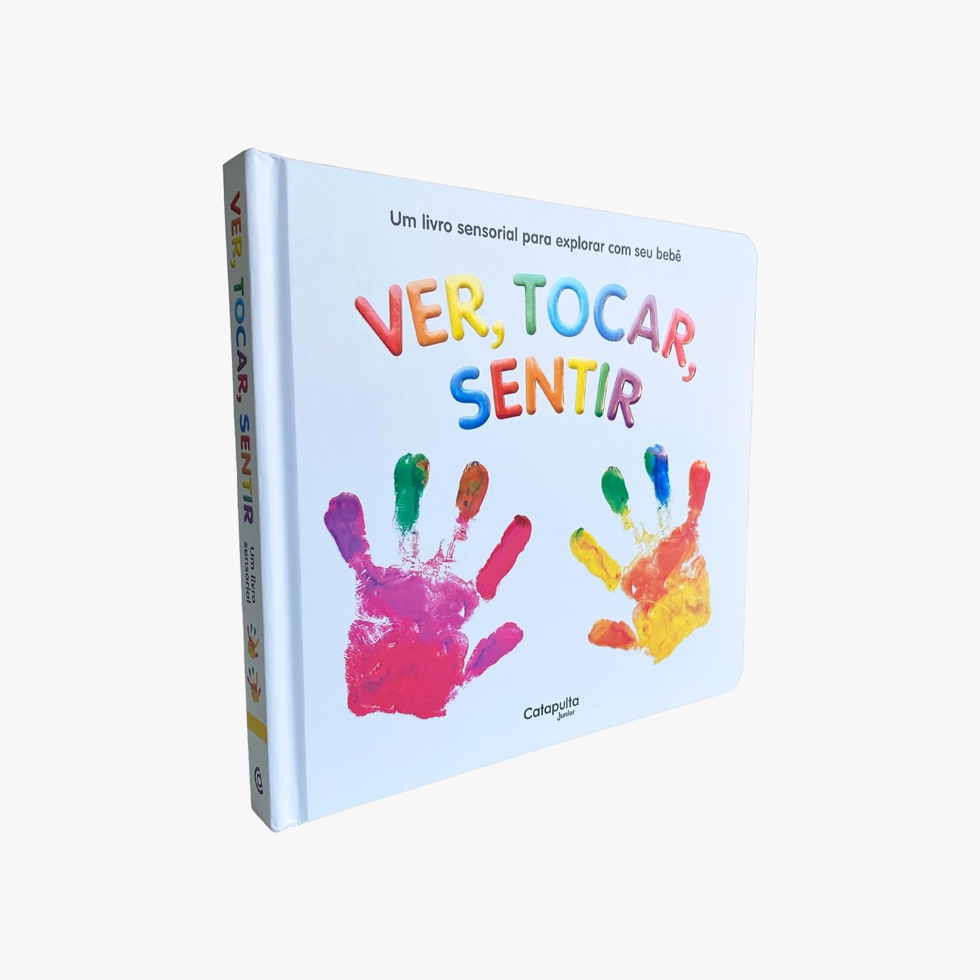 Detalhe de página com estímulo visual colorido do livro Ver, Tocar, Sentir