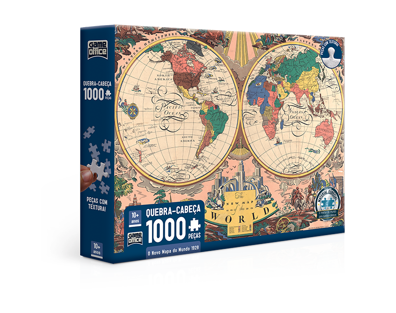 Quebra-Cabeça O Novo Mapa do Mundo 1928 - 1000 Peças