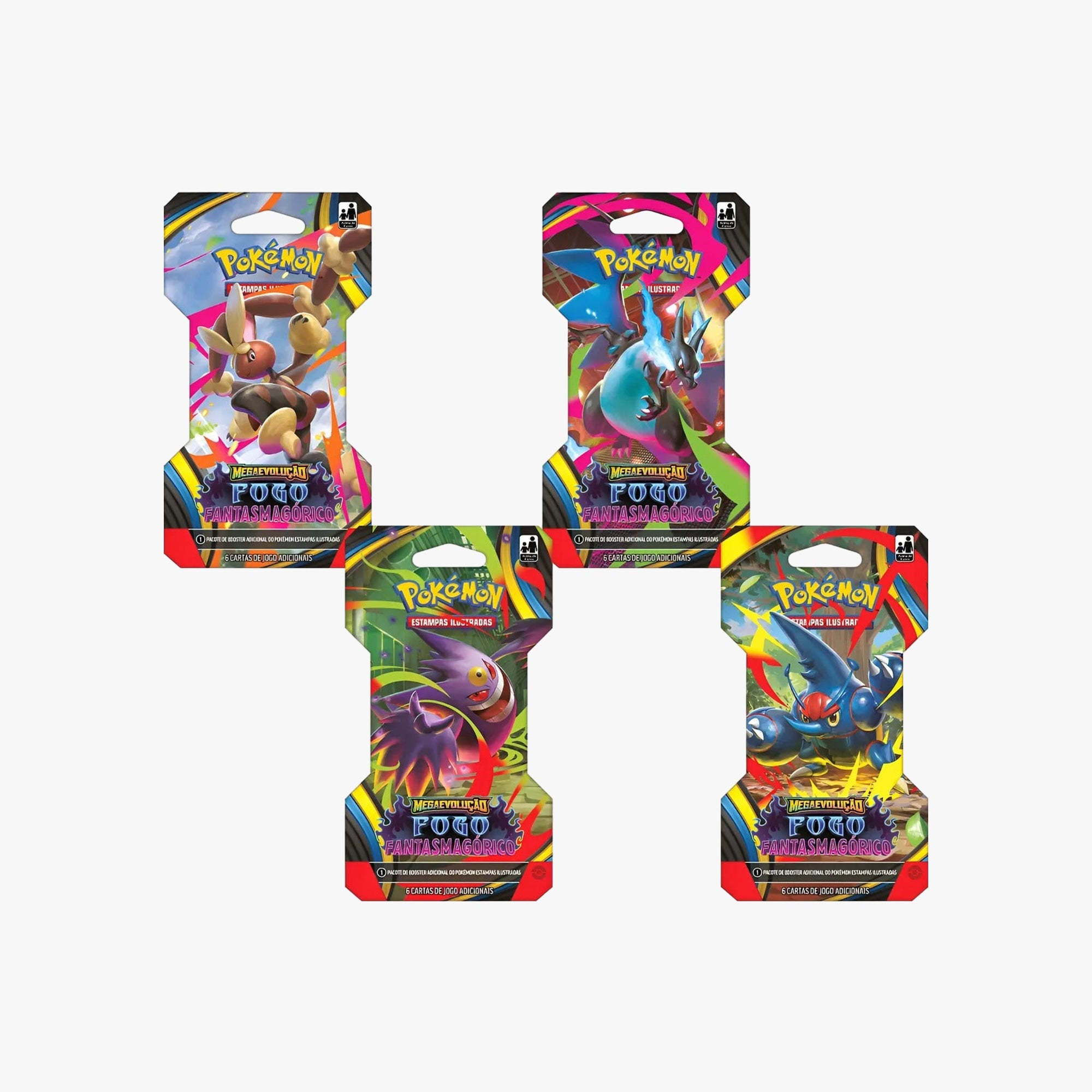 Cartinha Pokémon Sortida - Megaevolução Fogo Fantasmagórico - Capa Dura