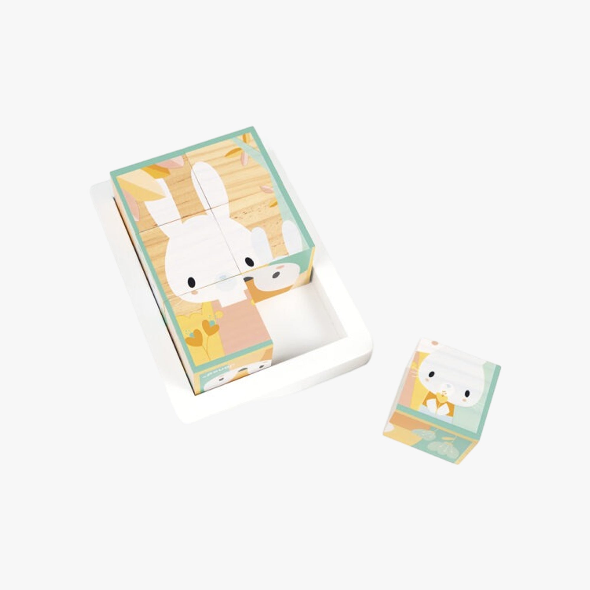Quebra-Cabeça Cubos de Madeira Animais