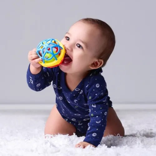Brinquedo Educativo para Bebê Chocalho de Silicone com Bolinha