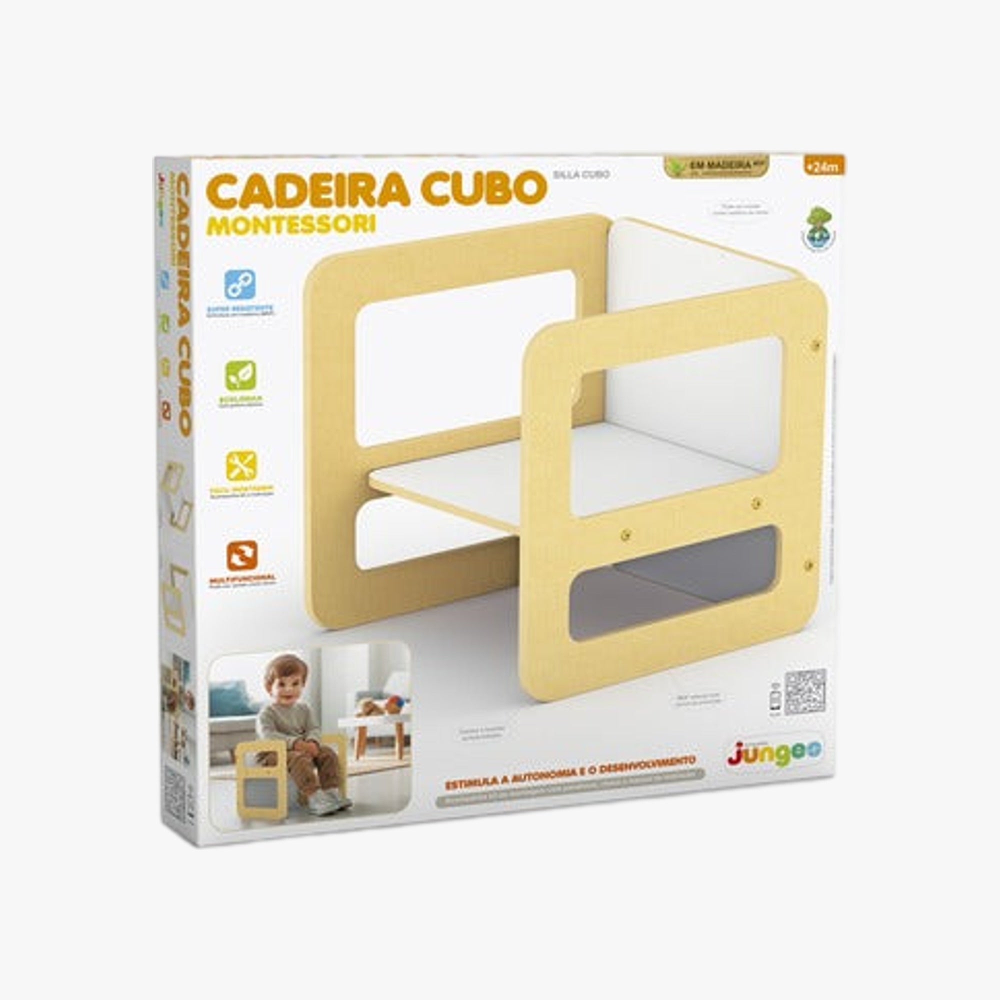 Cadeira Cubo Montessori em madeira