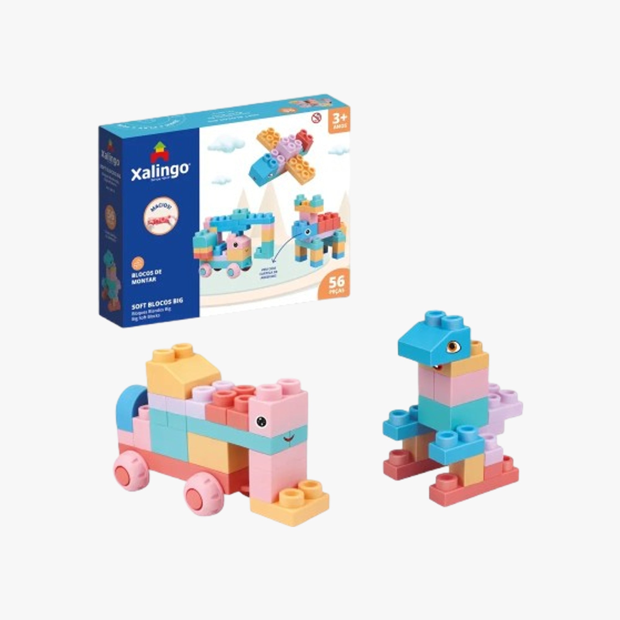 Brinquedo Blocos de Montar Macio Soft Big 56 Peças