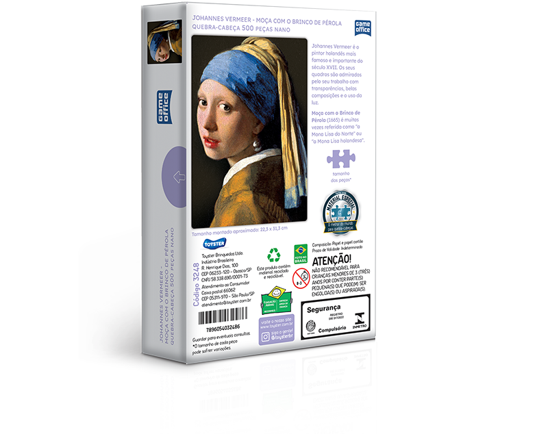 Quebra-Cabeça Johannes Vermeer - Moça Com Brinco De Pérola - 500 Peças Nano