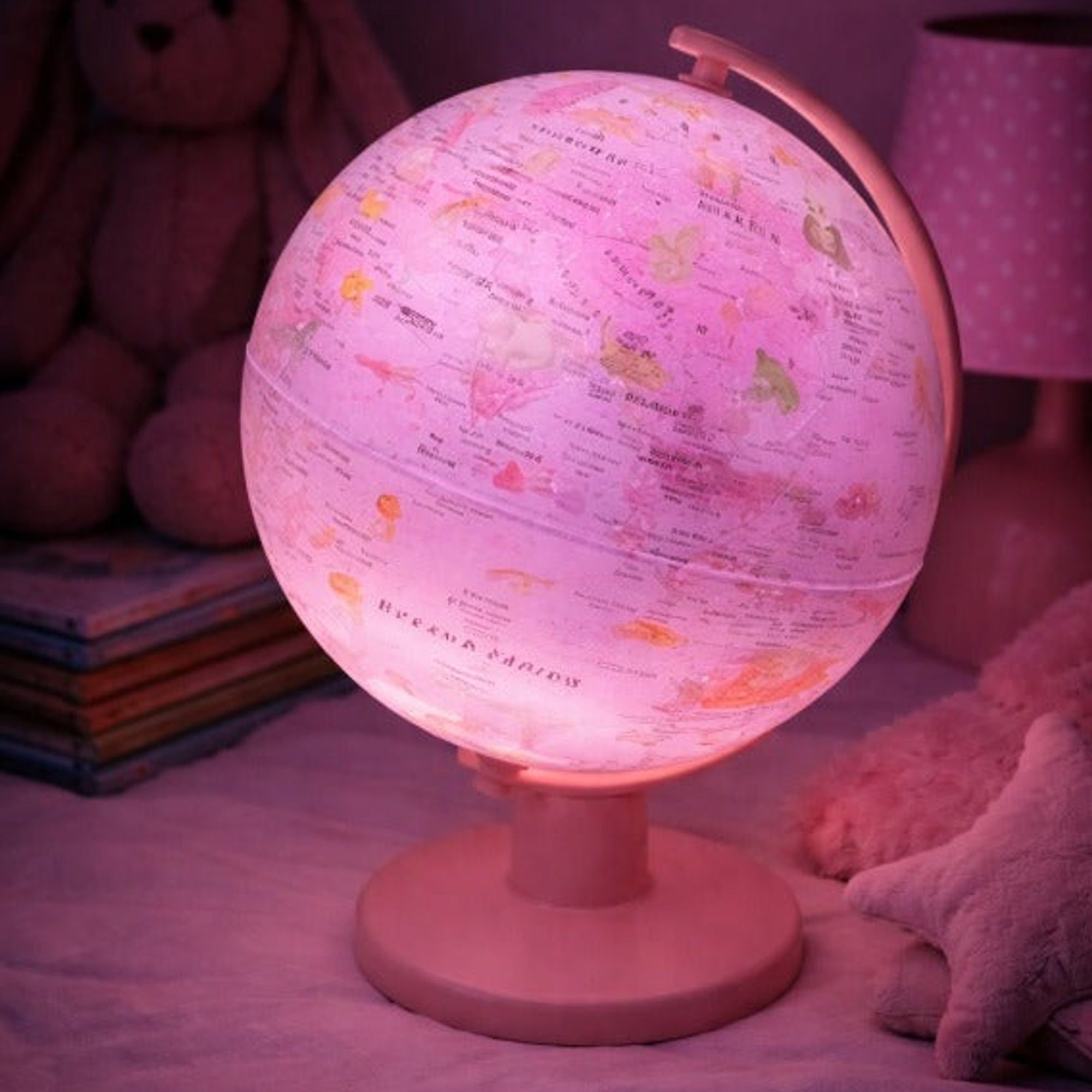 Mini Globo Terrestre Iluminado- Luce Pink Zoo 16cm