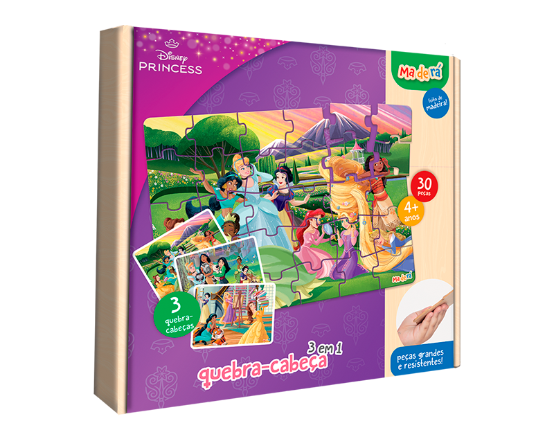 Quebra-Cabeça Princesas - 3 x 30 peças