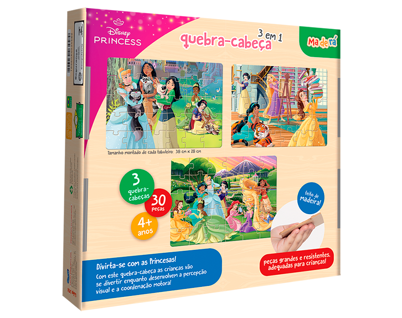 Quebra-Cabeça Princesas - 3 x 30 peças