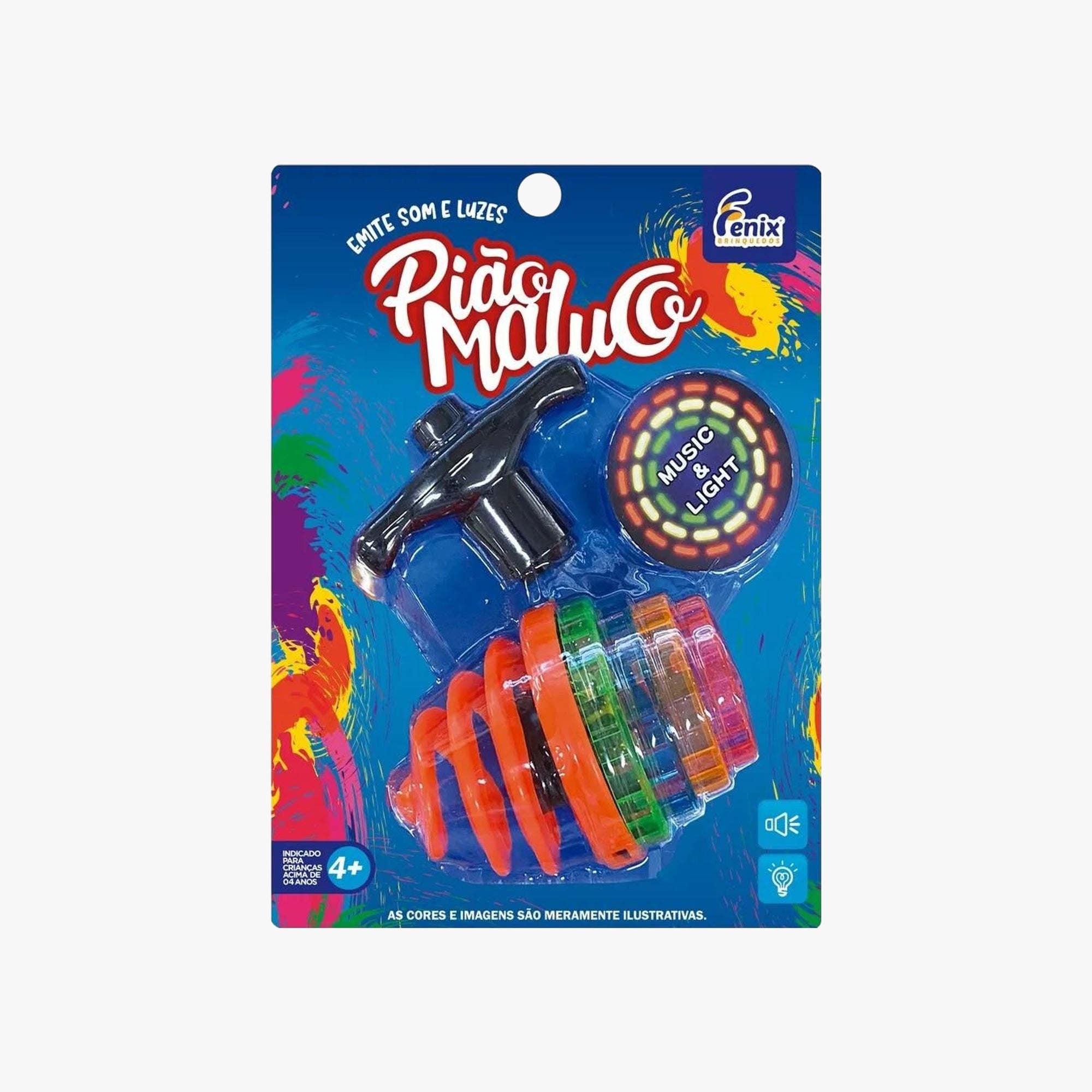 Pião Maluco Sortido Com Luzes e Som Fenix Brinquedos