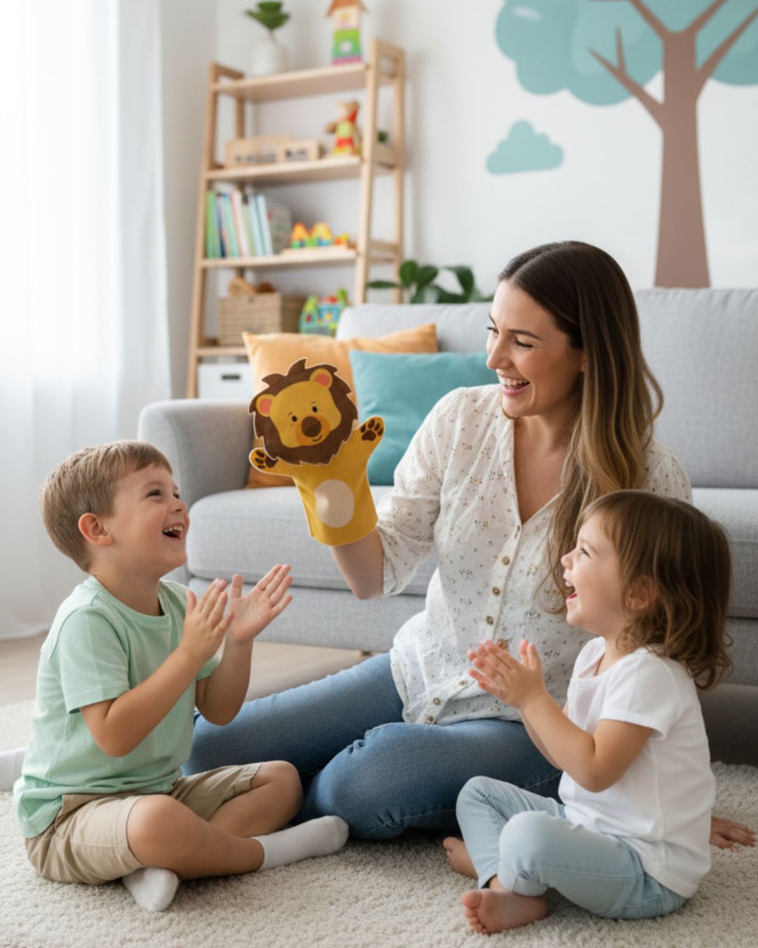 Fantoche de Mão Leão - Brinquedo Infantil Educativo