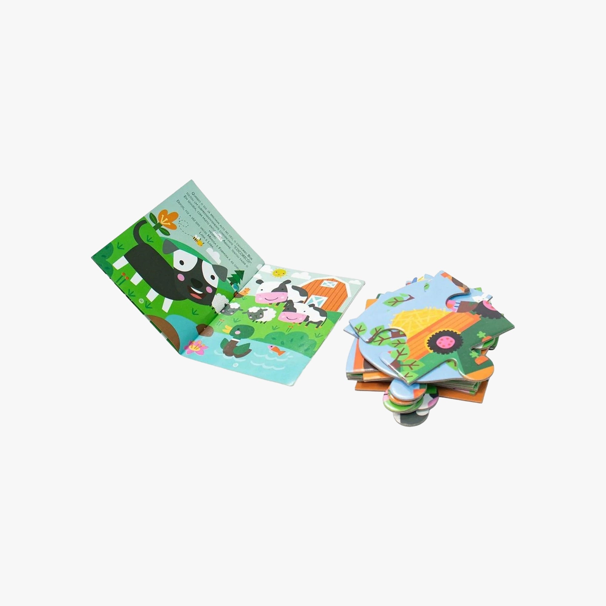 Kit Infantil Livro + Quebra-Cabeça Terras da Fazenda