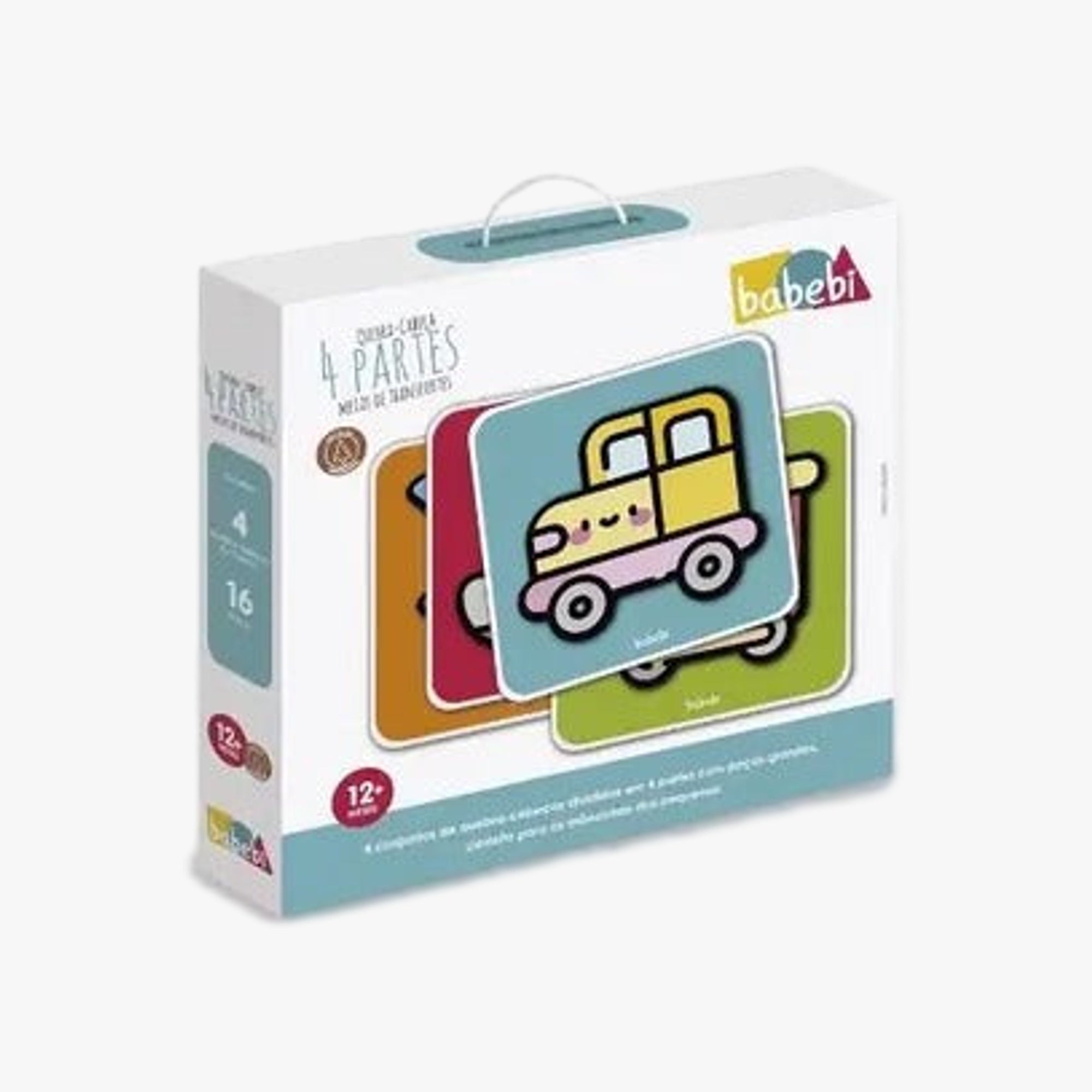 KIT QUEBRA CABEÇA 4 PARTES MEIOS DE TRANSPORTES