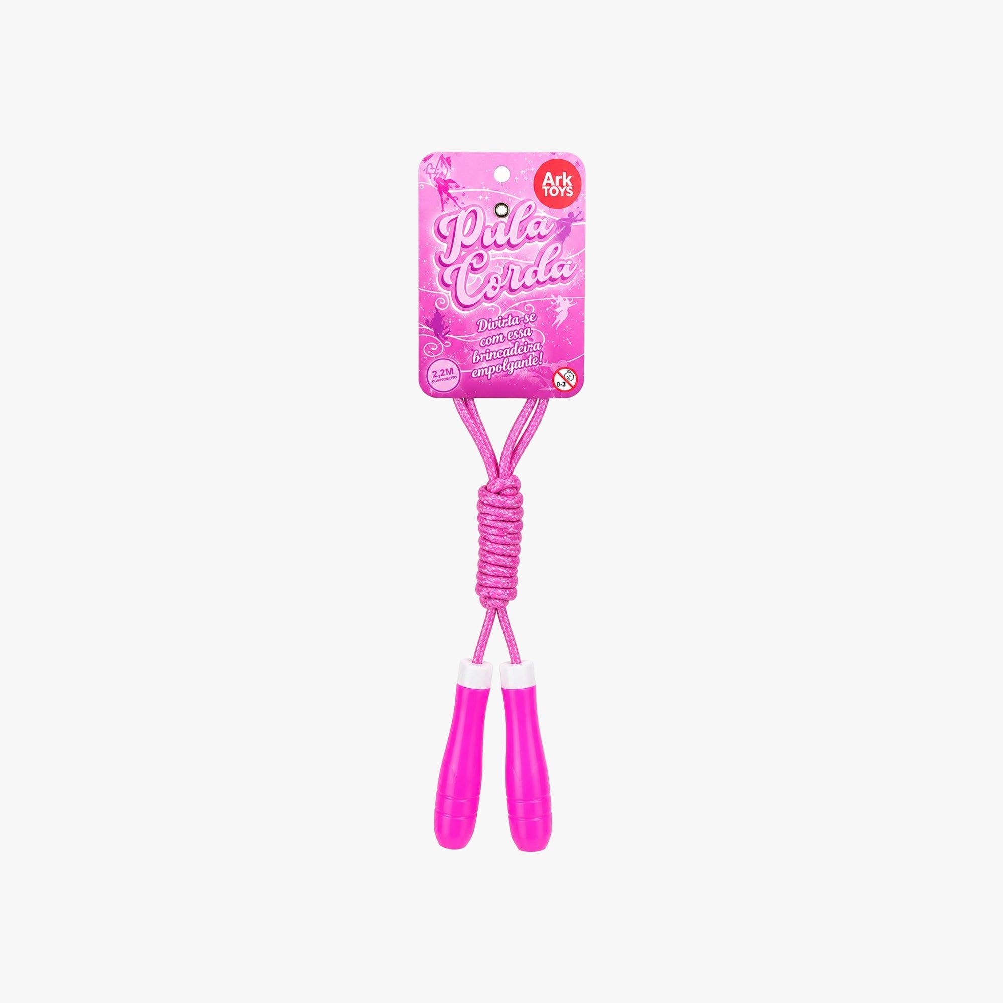 Pula corda infantil com cabo transparente e brilhos internos na cor rosa