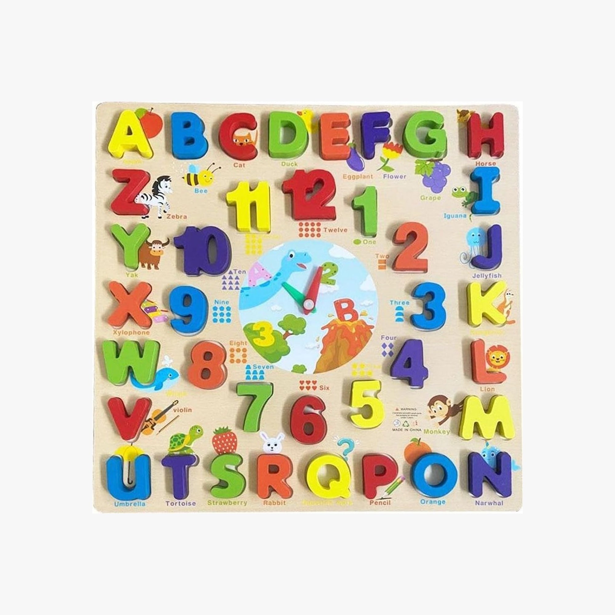 Brinquedo Educativo Relógio Encaixe Alfanumérico