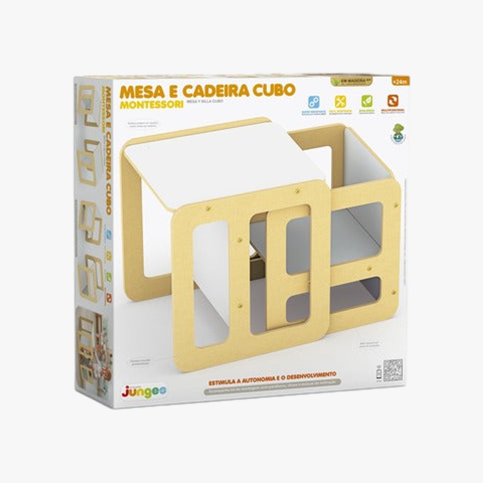 Conjunto Infantil Mesa e Cadeira Cubo Montessori