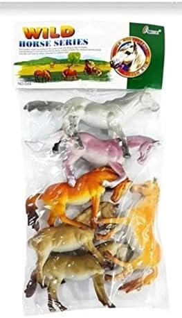 Brinquedo Cavalos Selvagens de Borracha Kit com 6