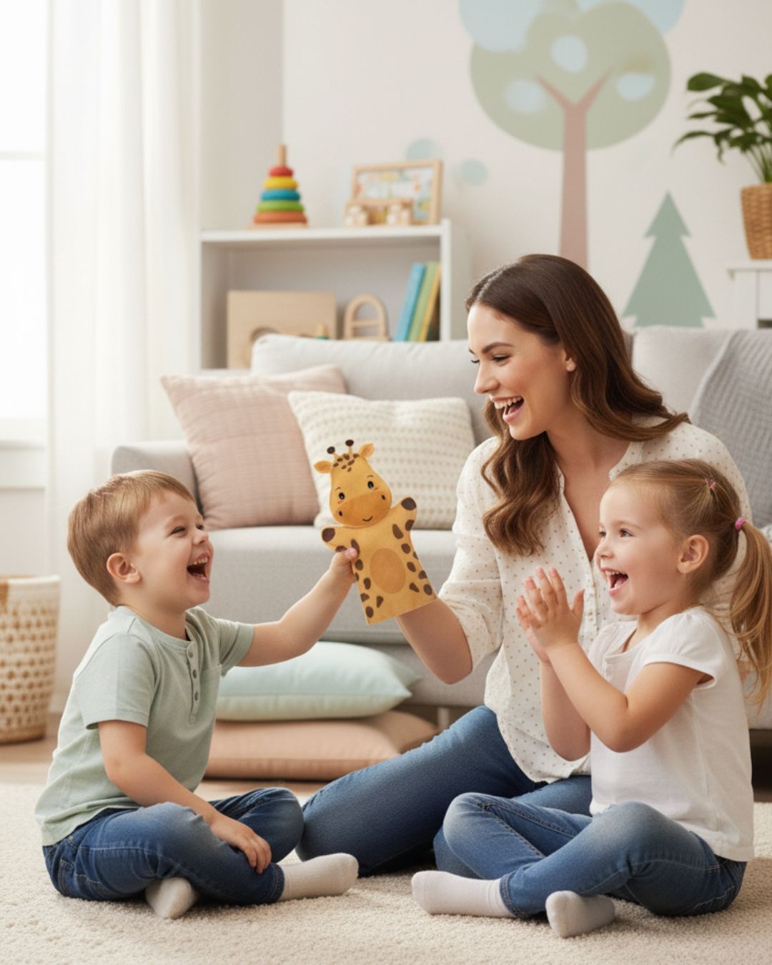 Fantoche de Mão Girafa - Brinquedo Infantil Educativo
