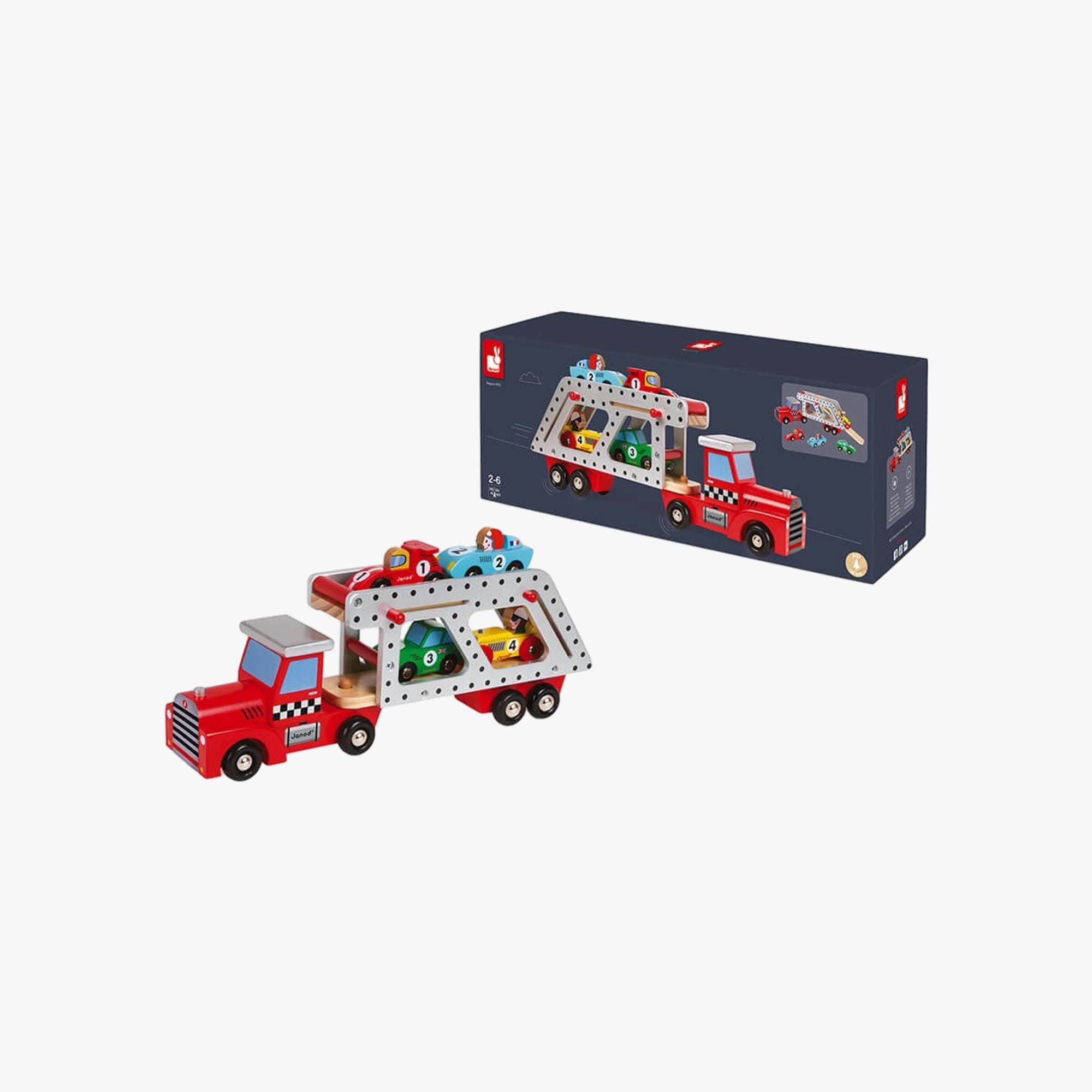 Carrinho Infantil com 4 Carrinhos Speed Racer Janod