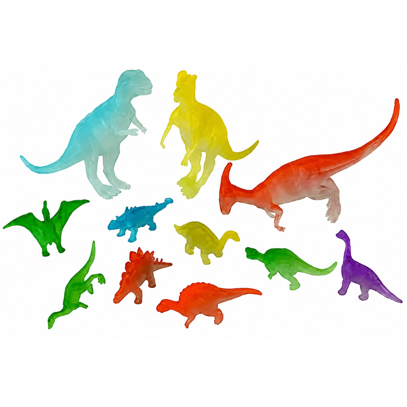 Kit Dinossauros Animais Jurassicos Brilha No Escuro 11 peças