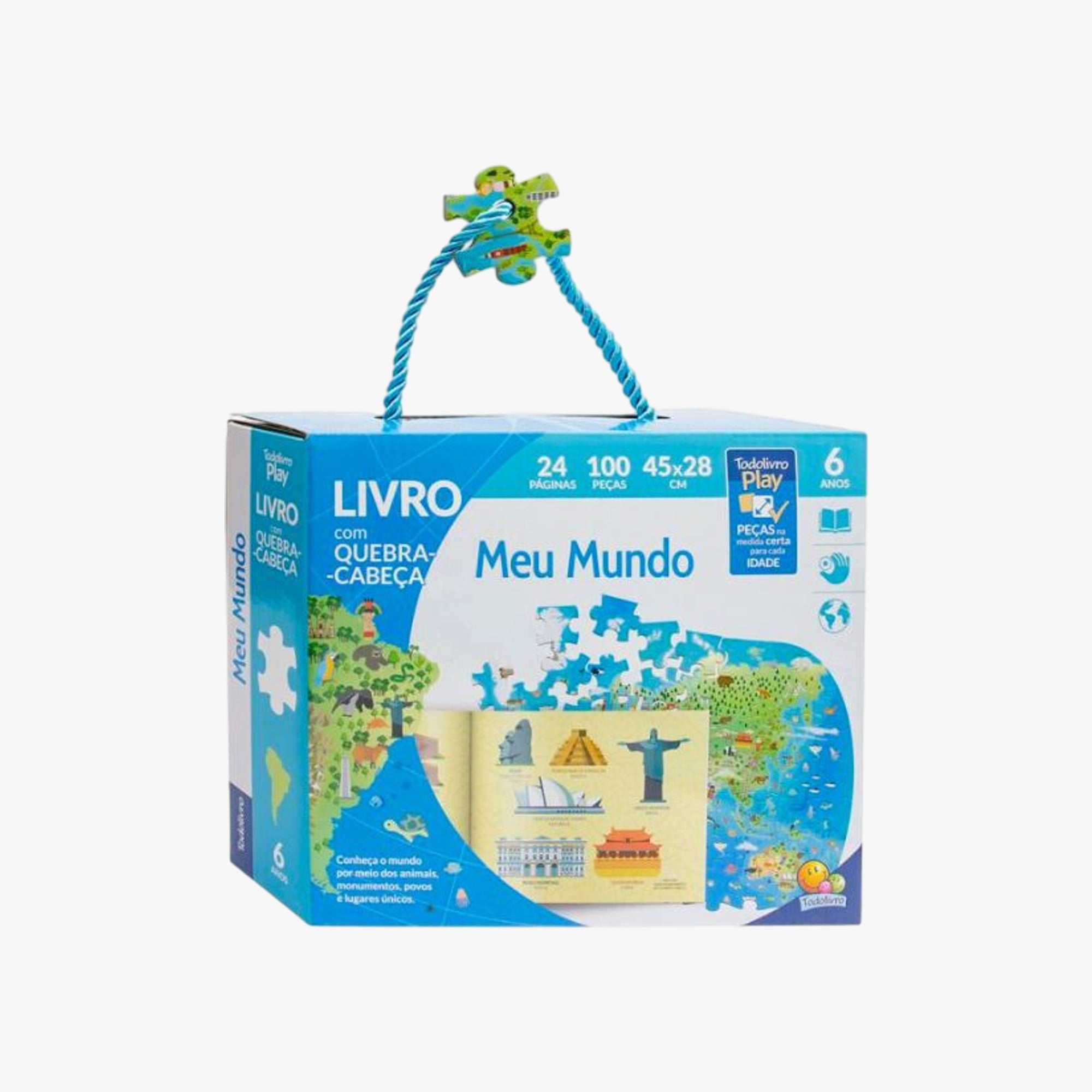 Kit Educativo Meu Mundo Mundo Livro e Quebra-Cabeça