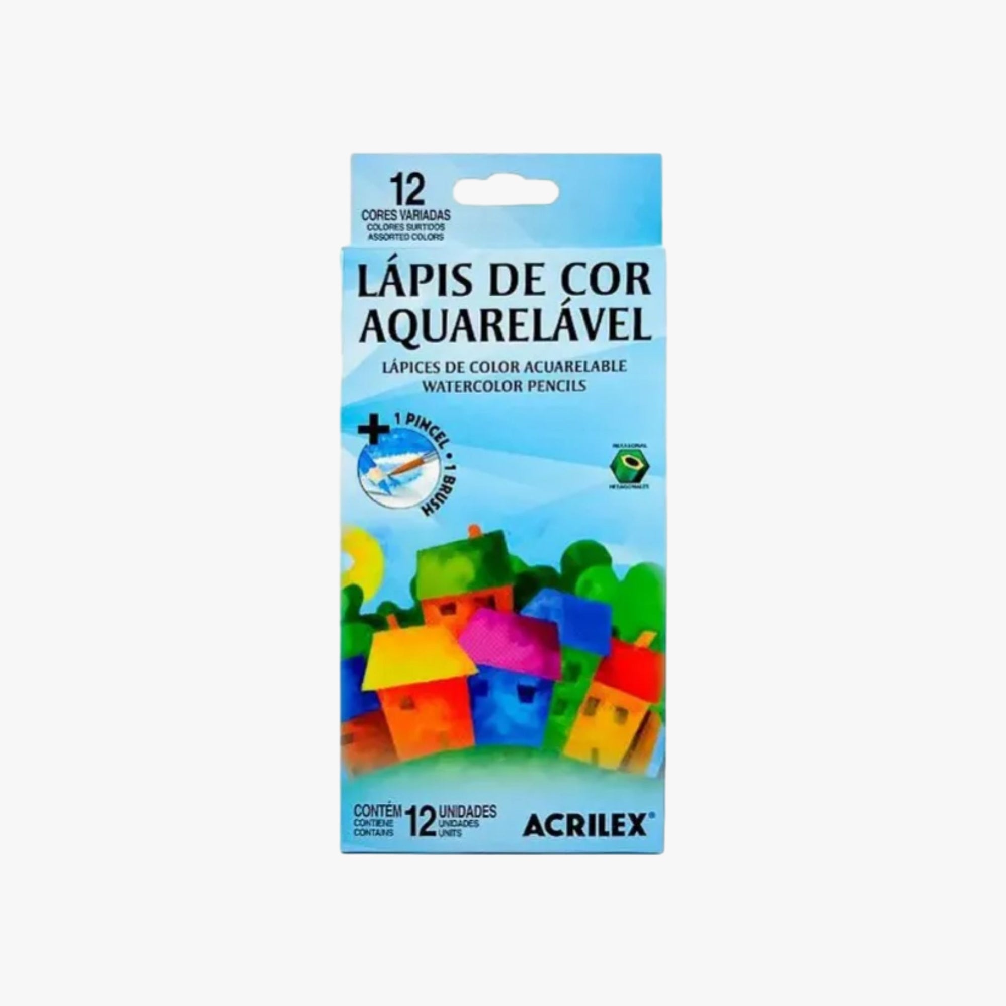 Lápis de cor aquarelável 12 cores Acrilex