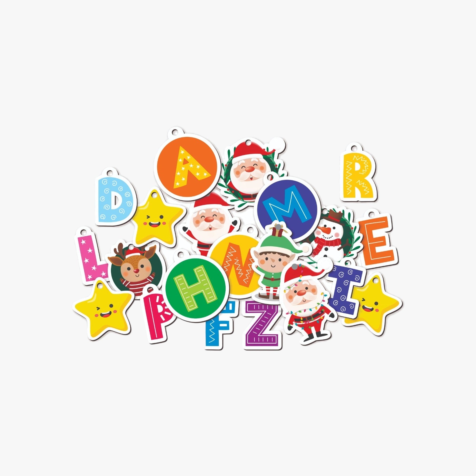 Brinquedo Didático Enfeites de Árvore de Natal Alfabeto Babebi