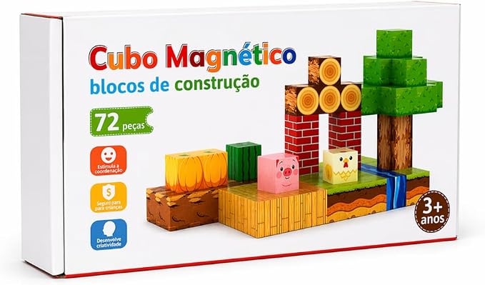 Blocos Magneticos Infantil de Montar 72 Peças