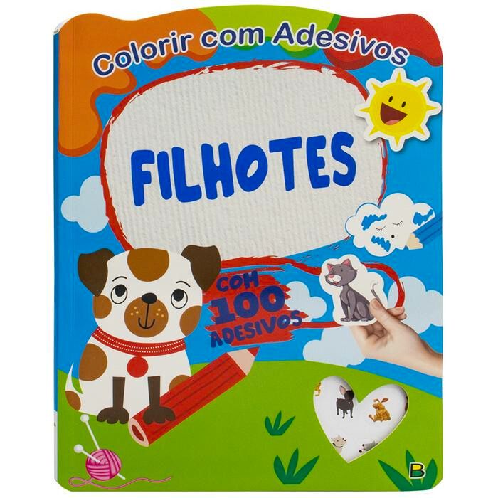 Livro de Pintura com Adesivos Filhotes