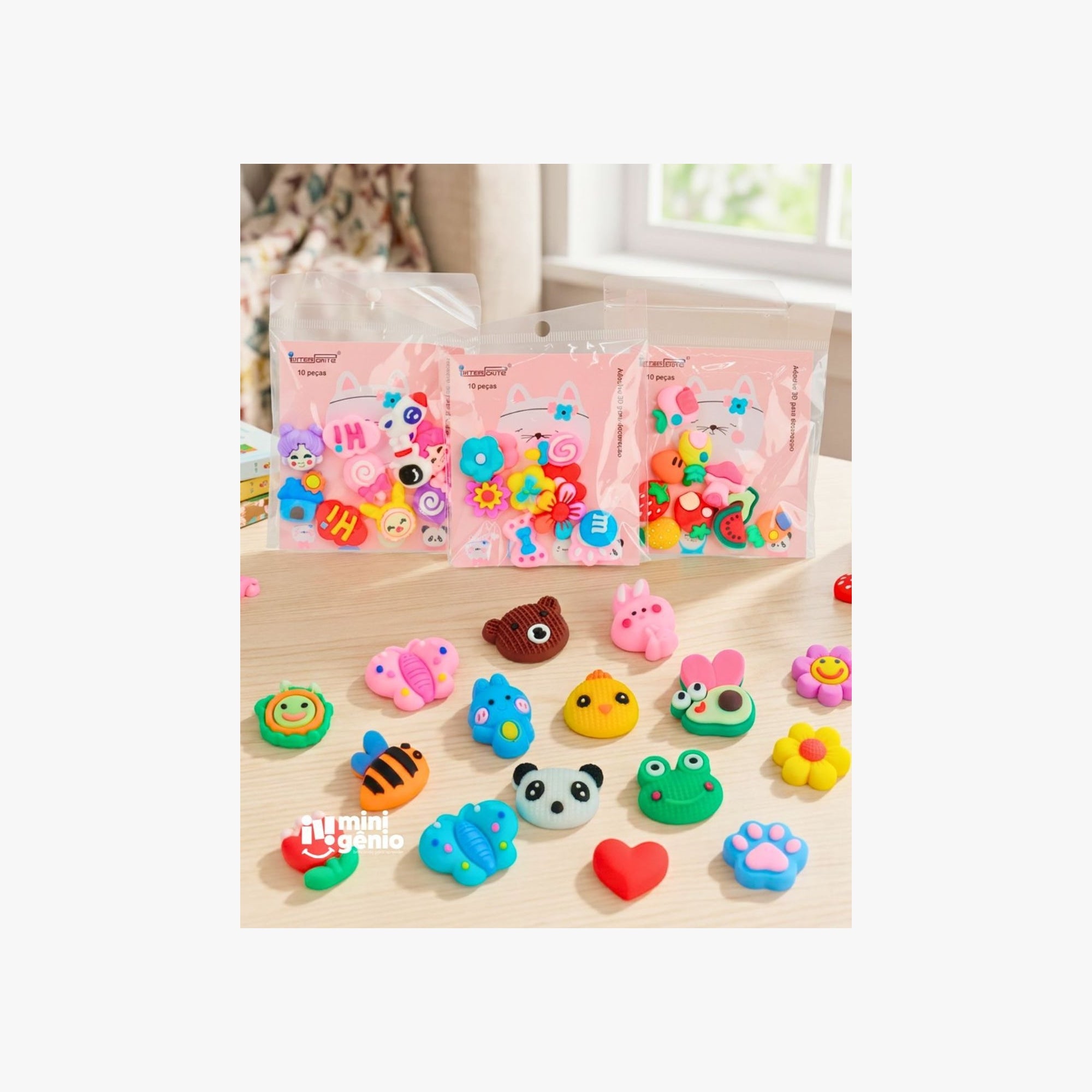 Kit Adesivos 3D Cute Fofo Sortidos 10 Peças Decorativas