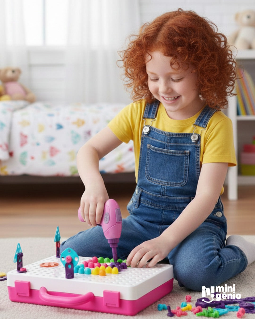 Brinquedo Infantil Bloco Monta e Desmonta Maleta e Parafusadeira