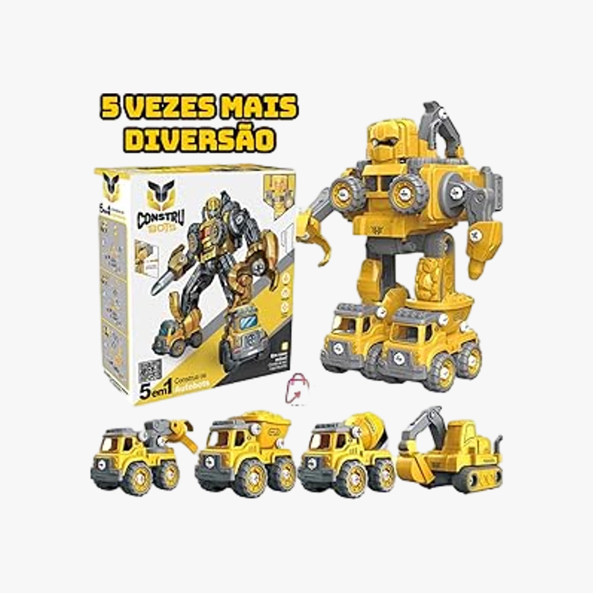 Carrinho Robô Construbots - Monta Desmonta 5 em 1